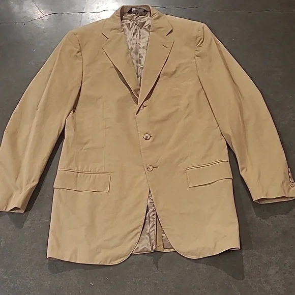POLO BY RALPH LAUREN TAN 100% COTTON SPORT COAT BLAZER MADE IN ITALY - Picture 2 of 13